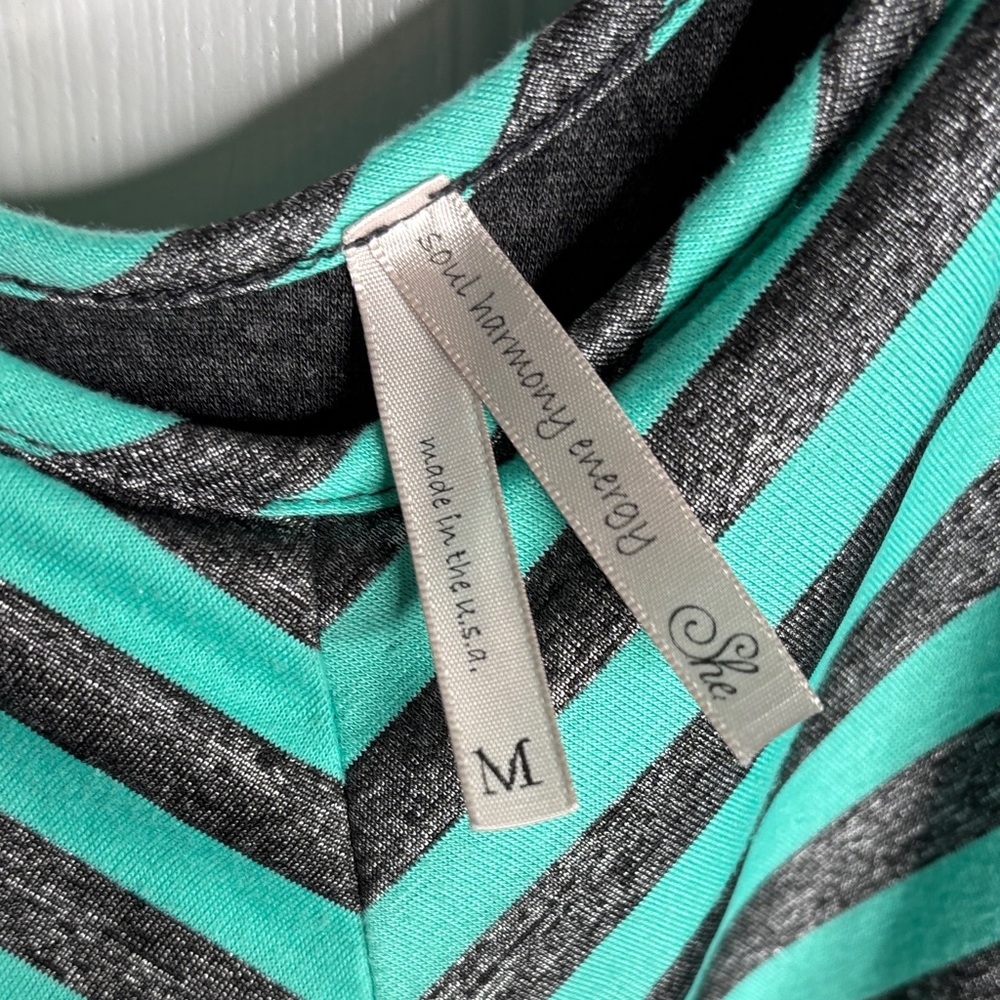 Green and Black Striped Dress - Picture 2 of 6